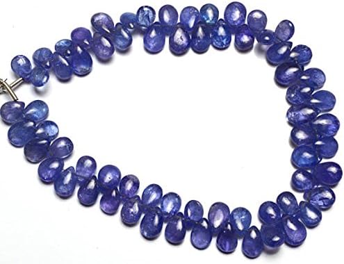 LKBEADS 1 Strand Natural Tanzanite Gemstone 5x7 to 6x8MM Smooth Pear Shape Briolettes 8 Inches