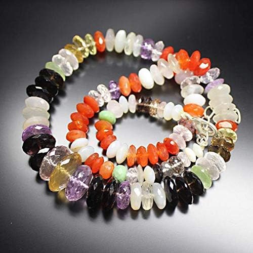 Carnelian Smoky Lemon Rose White Quartz Amethyst Faceted Rondelle Gemstone Craft Beads 19 Inch Long Code-HIGH-2092