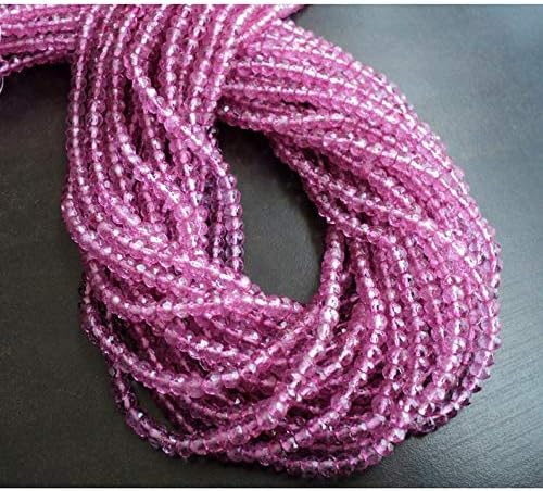 10 Strands, Wholesale Pink Coated Quartz Rondelles, Micro Faceted Rondelle Beads, 4mm Beads, 14 Inches Each