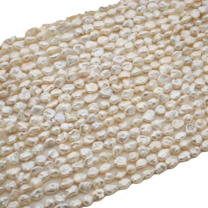 13 inch Strand of Natural gem Freshwater Baroque Pearl, 9-12mm Nugget Smooth Beads for DIY Jewelry Making. | Beads_03734, white