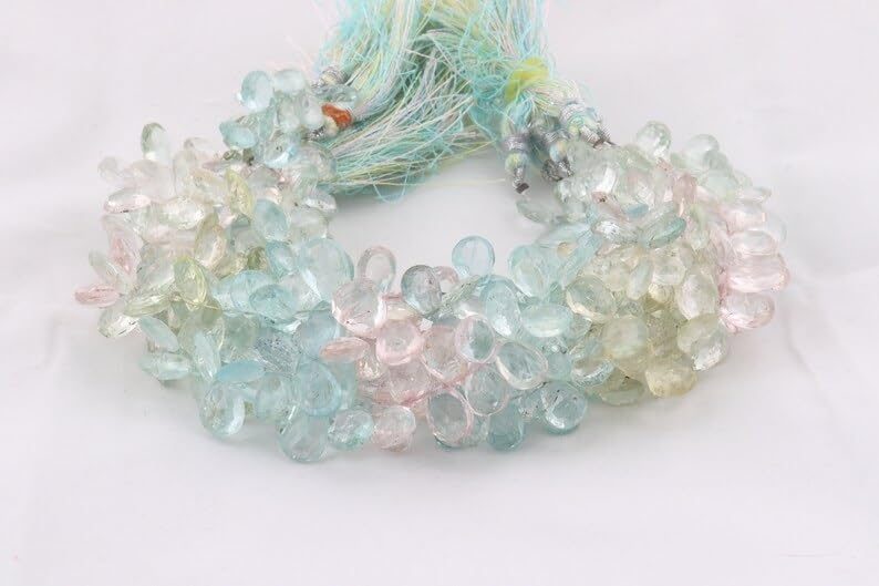Multi Aquamarine Faceted Pear Shape Beads 6 * 9-7 * 10 mm Multi Aquamarine Beads Aquamarine Pear Shape Beads Multi Aquamarine Side Cut Beads