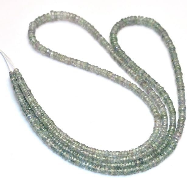 Green Sapphire 3mm-5mm Graduating Size Faceted Rondelle Beads 13