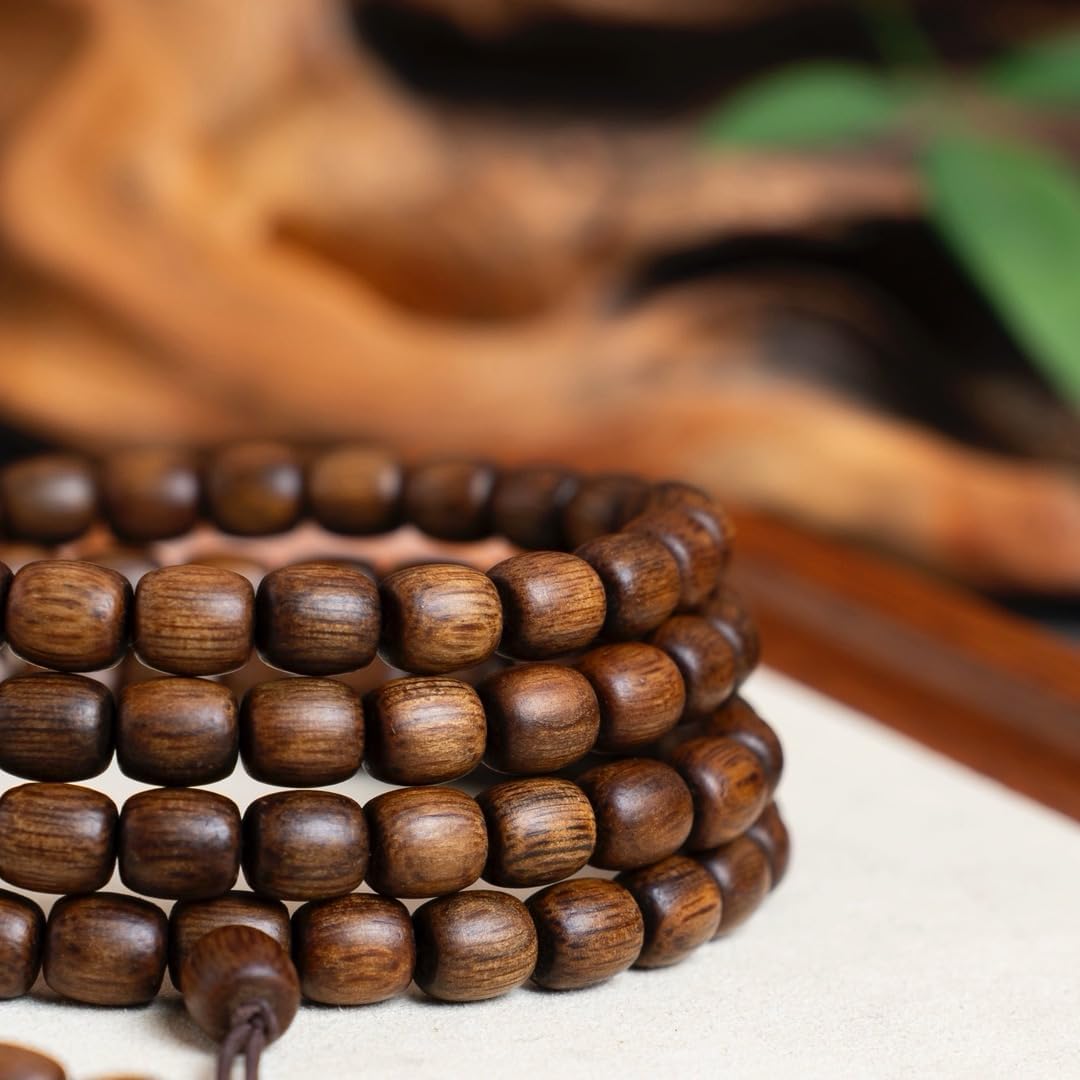 Fusen Red Clay Agarwood Prayer Beads 7×7mm*108 Beads, Sinking Grade