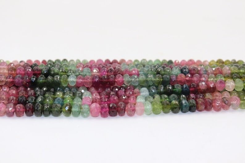 Multi Tourmaline Faceted Rondelle Beads 6.5mm Multi Tourmaline Faceted Rondelle Beads Wholesale Beads for Making Jwelery