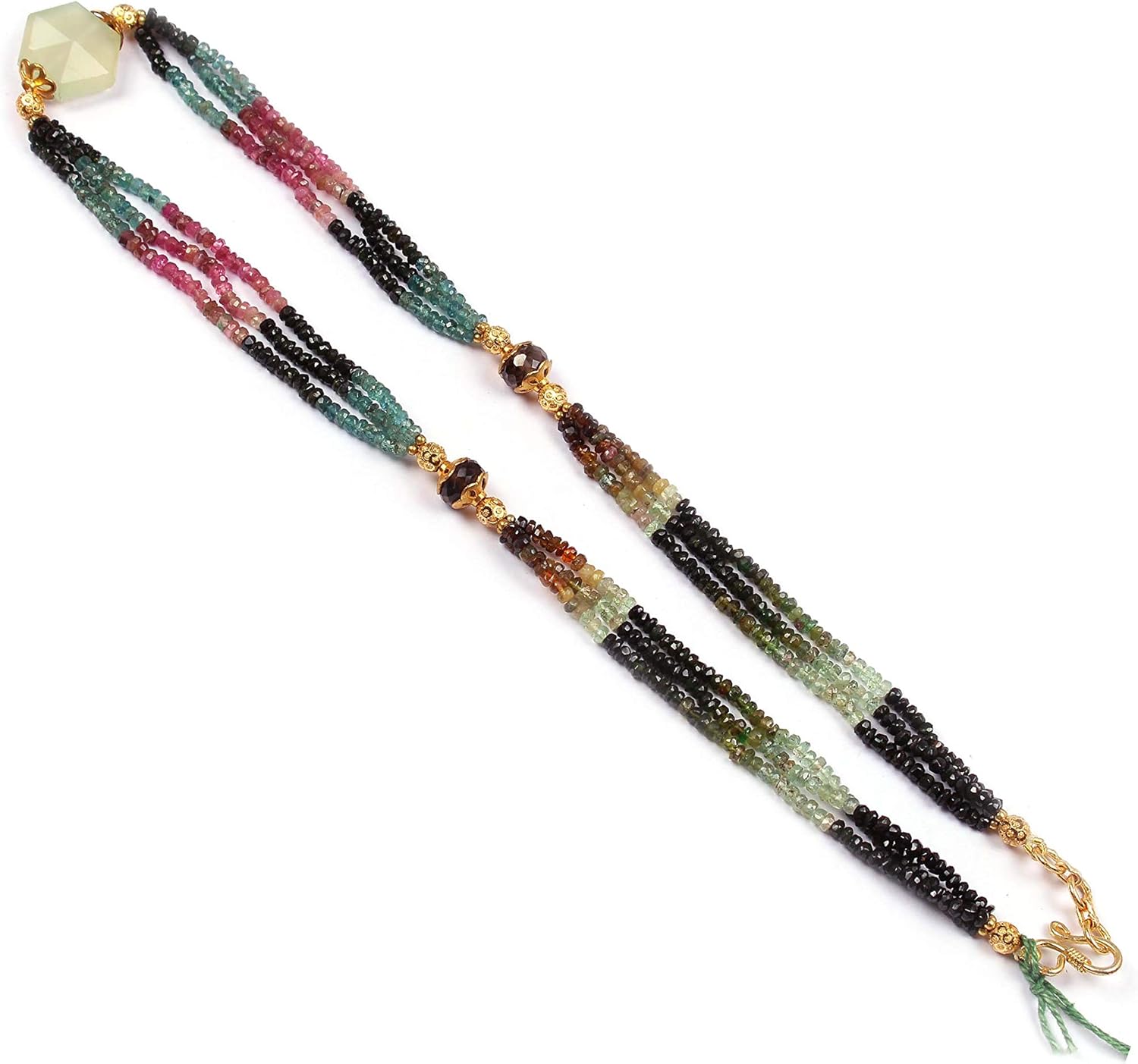 Natural Gemstone Multi Color Tourmaline Faceted rondelle Beads Necklace pandent for Women | 21 inch Gemstone Necklace|3-4 mm Loose Beads for Jewelry Making | Healing Beads Necklace