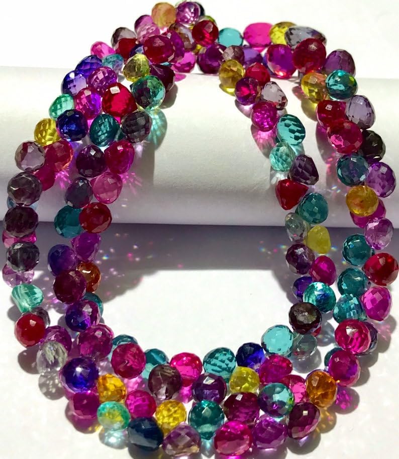 Natural Multi Sapphire Onion facated Beads 6-8 MM 18 inch Long String Jewelry Making Gemstone Beads for Necklace Bracelet