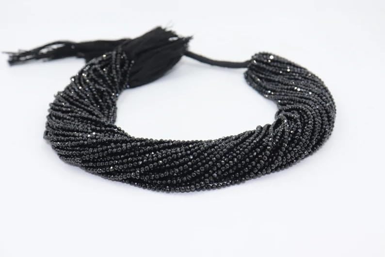 100 Strand Black Spinel Faceted Rondelle Beads 2.5 mm Black Spinel Machine Cut Beads Black Spinel Rondelle Beads Black Spinel Beads