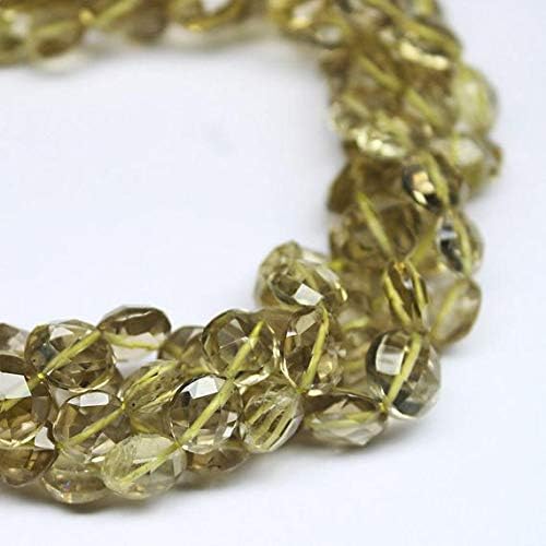 1 strand lemon quartz coin round faceted 10'' long strand gemstone beads, jewelry supplies for jewelry making, bulk beads, for meditation jewellery gemstone size 6mm to 7mm
