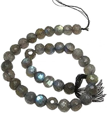 Labradorite - Micro Faceted Round Ball Beads Size 8 mm 10 inches Long lot of 5 Strands Chik-STRD- 92124