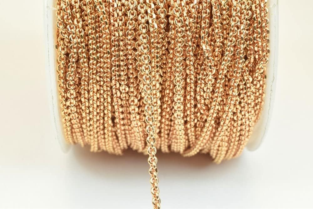 18K Pinky Gold Filled EP Chain Width 2mm Thickness 1mm Gold-Filled finding for Gold Filled Sold by Foot PGF07