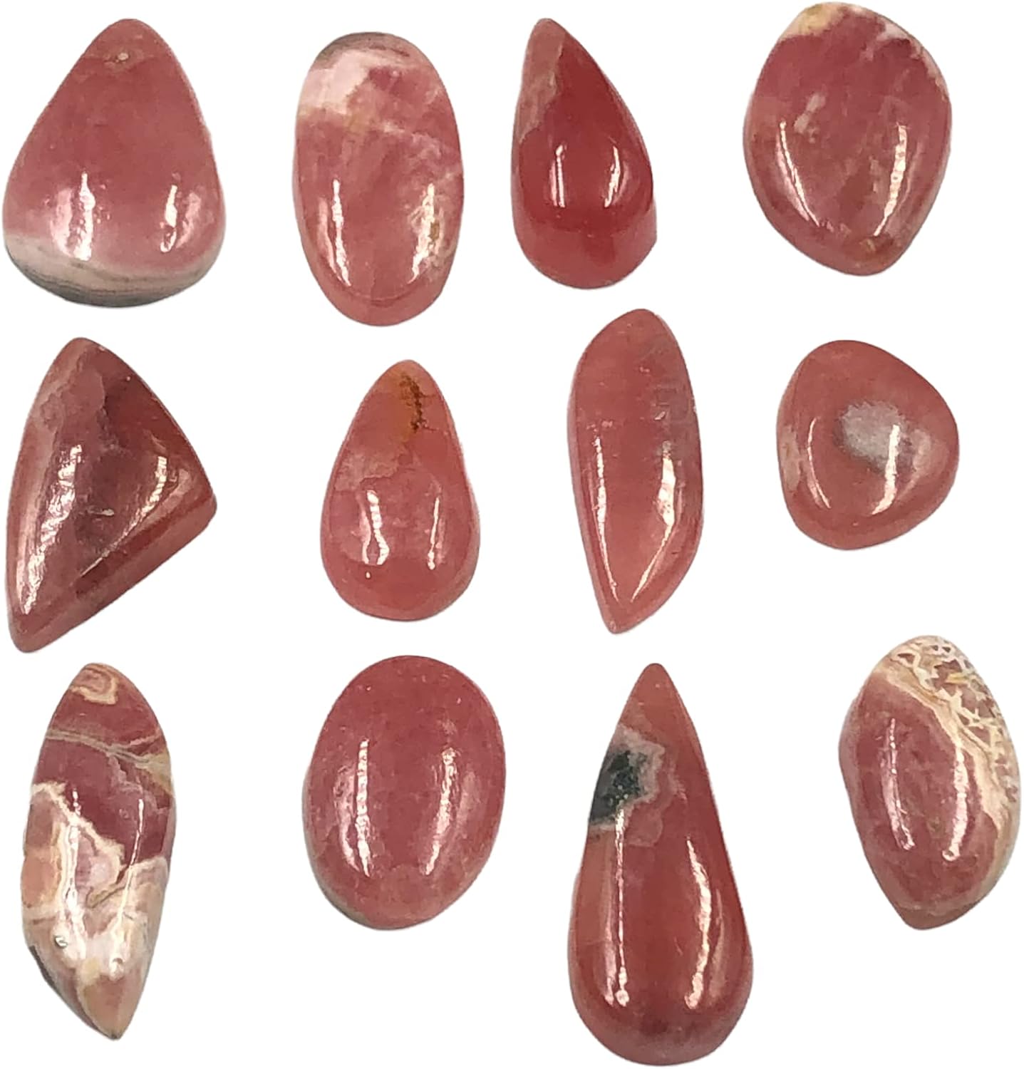 Natural RHODOCHROSITE Gemstone Loose Cabochon Lot For Jewelry Making, Loose Gemstone For Ring, Earring & Pendant Necklace, Jewelry Making Cabochons, Healing Gemstones