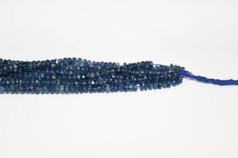 Kyanite Faceted Rondelle Beads 4-6 mm AAA Quality Kyanite Beads Kyanite Rondelle Beads Kyanite Beads Strand