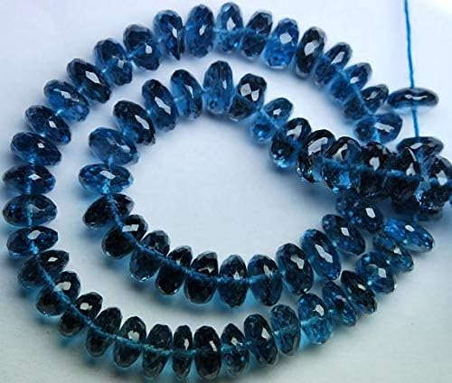15 Beads,LONN Blue Topaz Micro Faceted Rondells,7-7.5mm Size Code-HIGH-55596