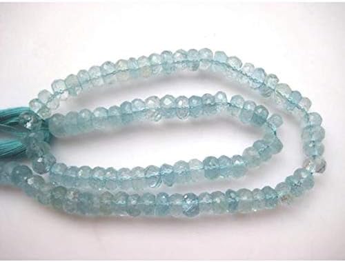 1 Strand Natural Swiss Blue Topaz Rondelles, Faceted Rondelle Beads, 6mm Beads, 6 Inch Code-HIGH-19215