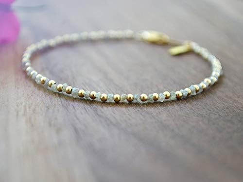 24k Gold Plated Rock Gift,Gold helling 2 mm Stracking Blue Rough and Gold Bracelet Rough, Smooth 18 cm for Mens, Womens, GF, BF, Adults.