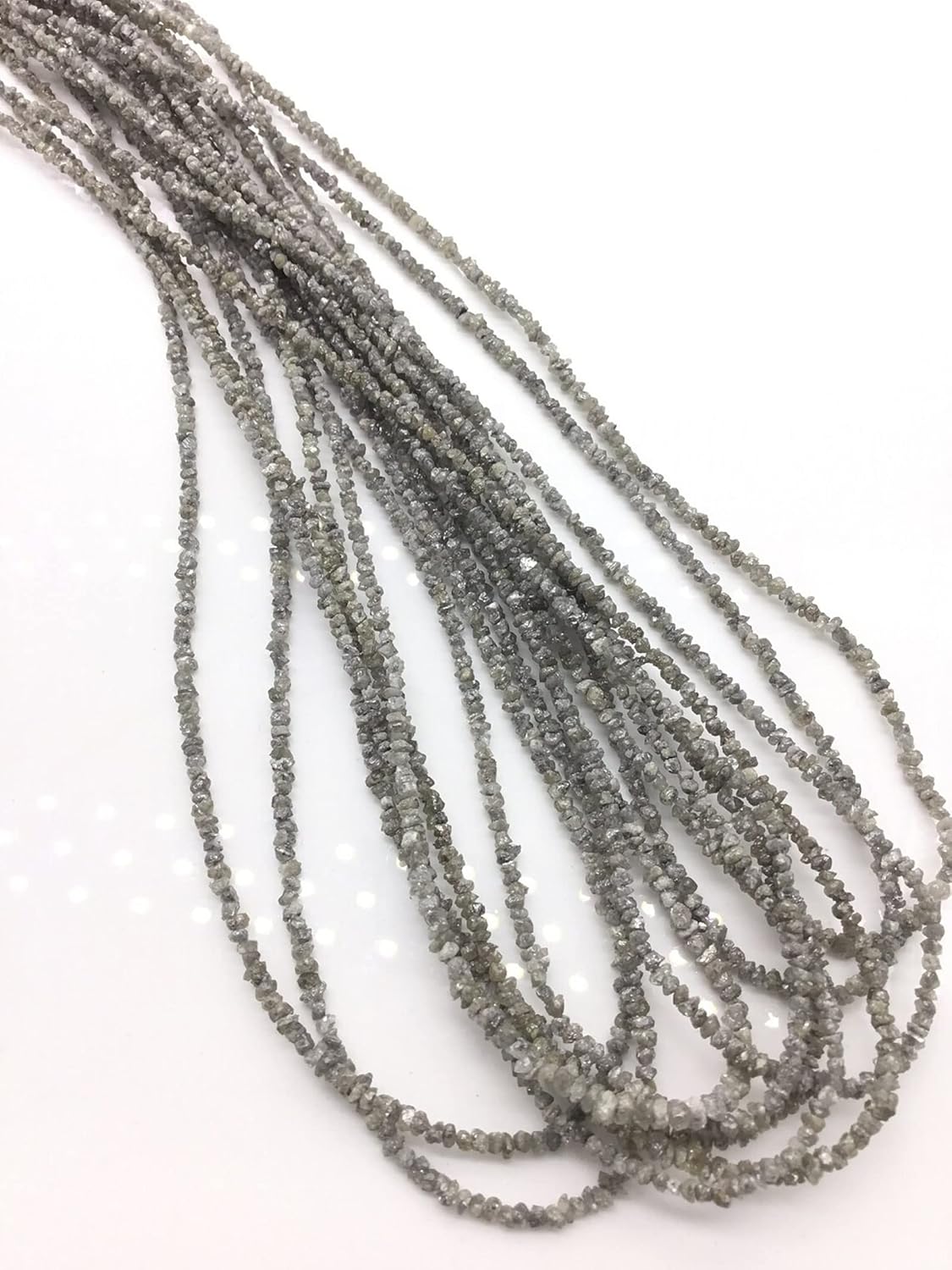 1 Strand Grey Diamond Uncut Beads Strand Diamond Beads,2 to 2.5mm, Exclusive by Beads_World CHIK-STNRDD-1815