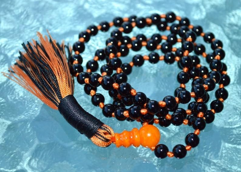 Natural Tourmaline 6mm 108 Mala Beads, Spiritual, Meditation Beads, Reiki, Japa Mala, Buddhist Prayer Beads, Yoga Bracelet, healing beads LKMALA-RRGU-1803