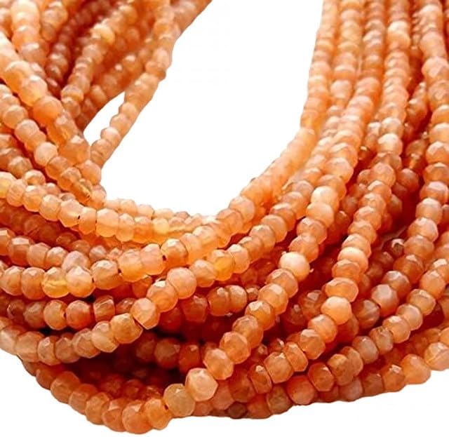 Natural Peach Moonstone Faceted Beads,rondelles Beads, Size 3-3.5 mm, 13