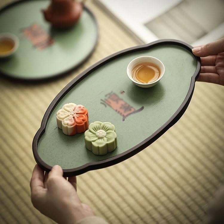 Foodtray Chinese Style Tray Round Tea Set Dry Table Household Small One Person Homestay Service Dining Serving(B,Small)