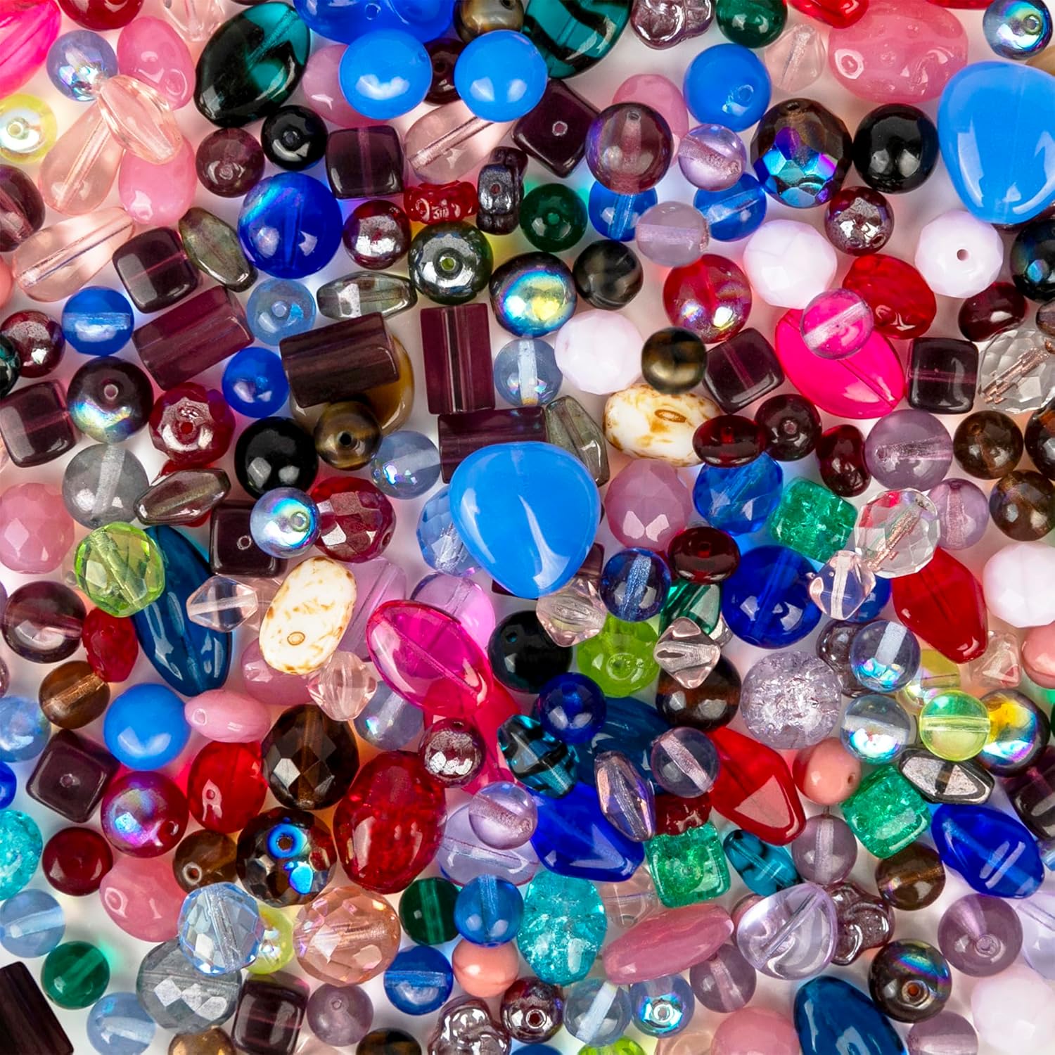 One Pound Assorted Glass Beads for Jewelry Making, DIY Lamp Work, Arts and Crafts, and Decorative Hobby Artistry, Colorful Crystal Assortment Bulk Mix, 4-18mm (Mixed Colors) (12)