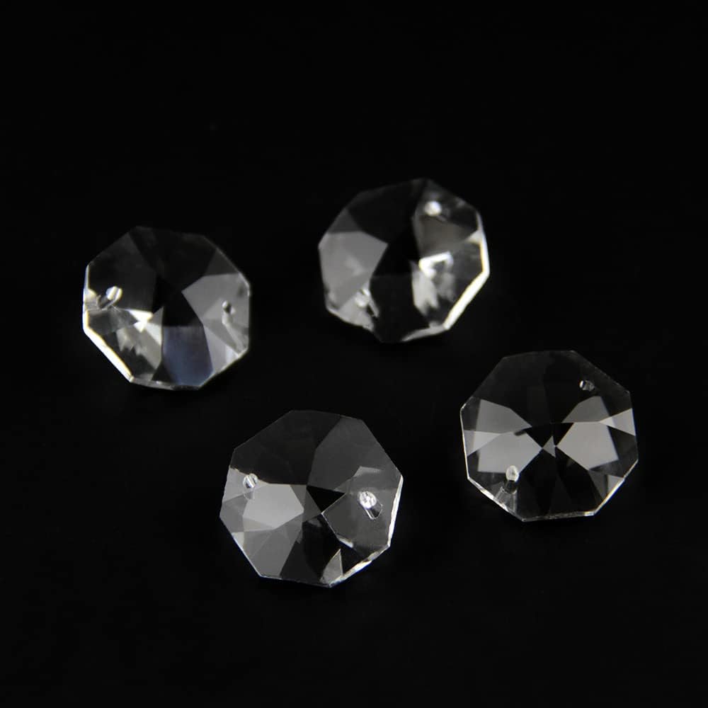 S 2000pcs PagodCrystal Chandelier Octagon Beads Clear AB 20mm,22mm,24mm,26mm,50mm Glass Crystal Beads For Curtain Chains - (Color: 24mm 550pcs/ Size: Clear 8facted Cut)