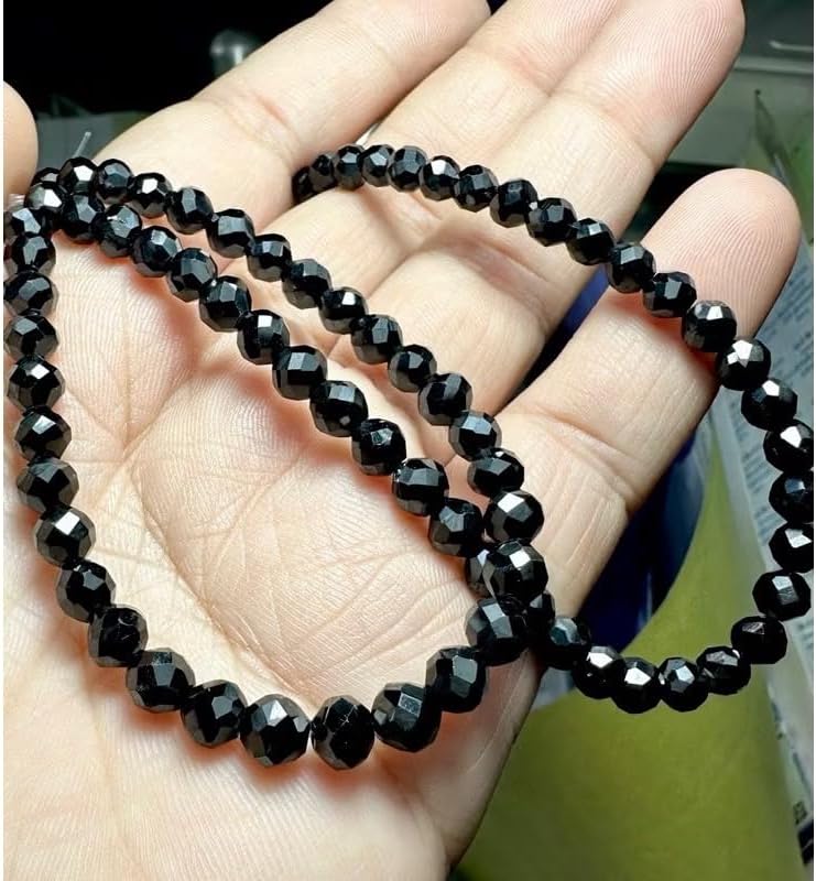 Natural Black Spinel Faceted Round Beads 5.5 mm — 100 Drilled Pieces for Bracelets, Necklaces & DIY Jewelry Making, Made in Thailand