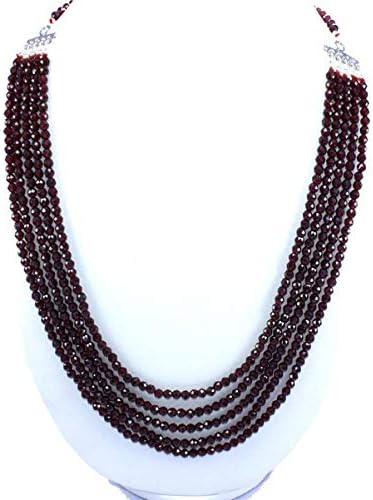 natural faceted red garnet 4 mm round beads 24'' neck