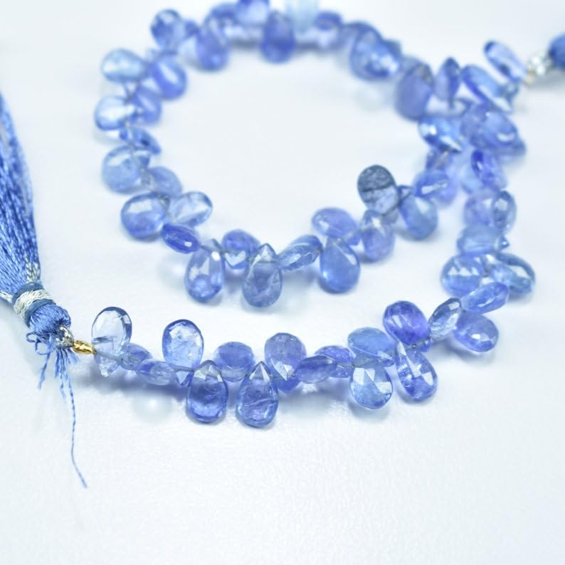 Natural Tanzanite pear Faceted Beads 4.5X6.5-5X7.5mm 8 inch Long String Jewelry Making Gemstone Beads for Necklace Bracelet