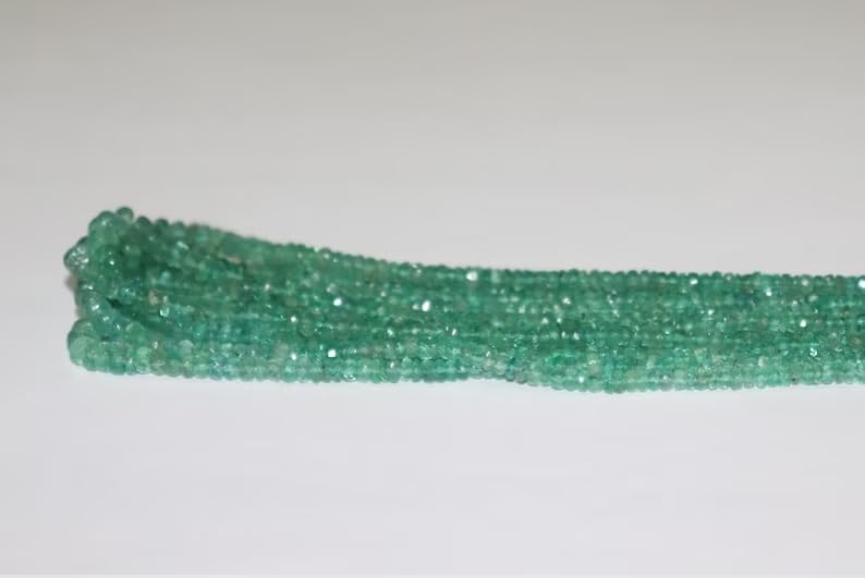 Zambian Emerald Faceted Rondelle Beads 2.-4mm Natural Emerald Faceted Rondelle Beads Strand for Jewelry Making