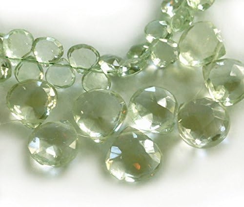 prasiolite/green amethyst faceted briolettes, grade 7x7mm - 7.25x7.25mm 8 beads