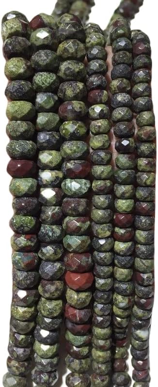 13 inch Strand of Natural gem Dragon Blood Stone Jasper, 6x8 mm Rondelle Faceted Beads for DIY Jewelry Making. | Beads_03370