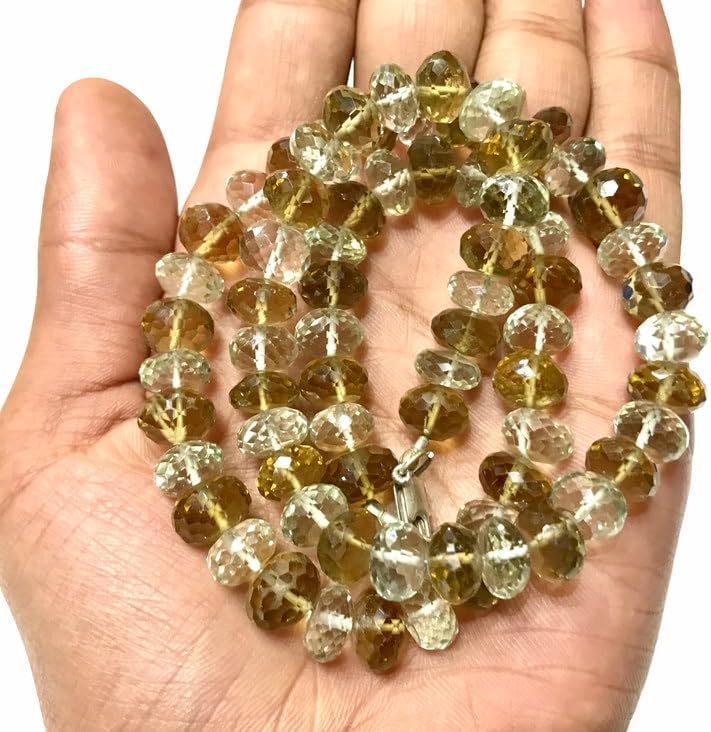 Natural Bear Quartz rondelle Faceted Beads 9x10 18 inch Long String Jewelry Making Gemstone Beads for Necklace Bracelet