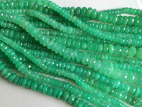 chrysoprase micro faceted rondelle beads, green chrysoprase beads, chrysoprase necklace, chrysophase wholesale 9-15mm, 4.5 inch strand