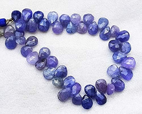 GEMZ 8 inch Strand of Natural Tanzanite pear Shape Faceted Cut Blue Color briollete Beads for DIY Jewelry Making- Earring Necklace Bracelet.