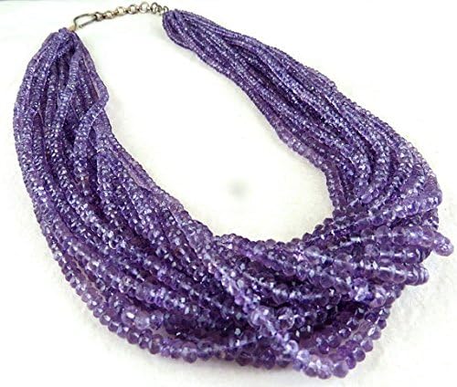 15 Line Brazilian Amethyst FACETTED Round Beads Necklace 21 INCHES 5.5 MM to 2.5MM