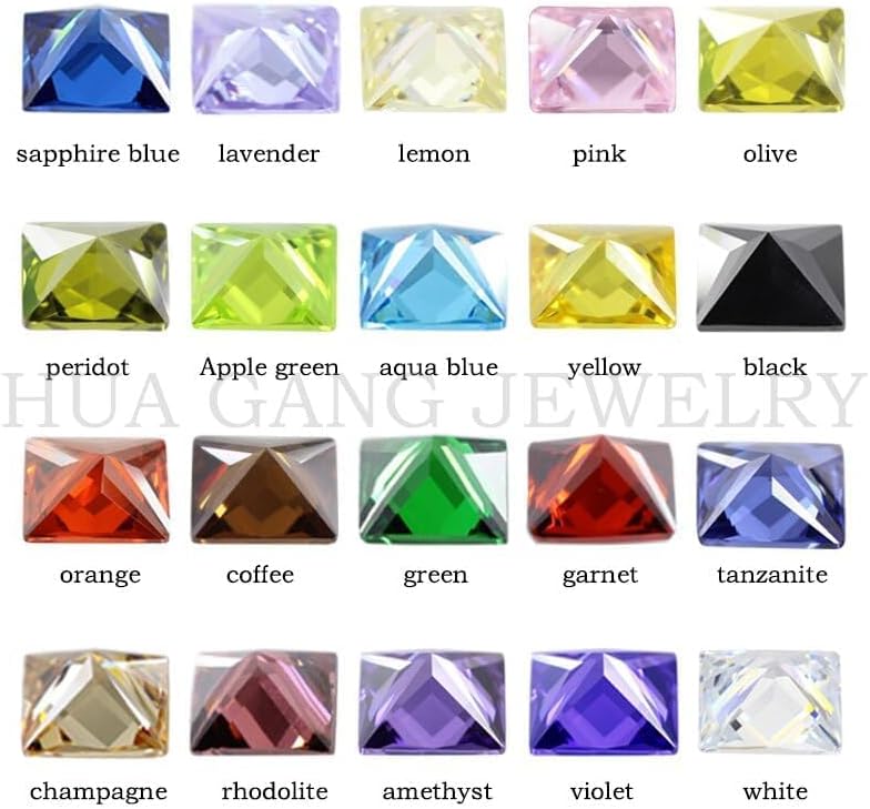 Cubic Zirconia Stone Multicolor Square Shape Princess Cut Loose Cz Stones Synthetic Gems Beads for Jewelry 2X2-14X14Mm Aaaaa - (Color: Tanzanite/Size: 6X6Mm 50Pcs)