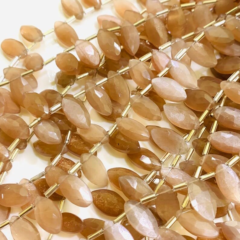 Natural Chocolate Moonstone Boat Smooth Beads 12X6 14X7 mm 7 inch Long String Jewelry Making Gemstone Beads for Necklace Bracelet
