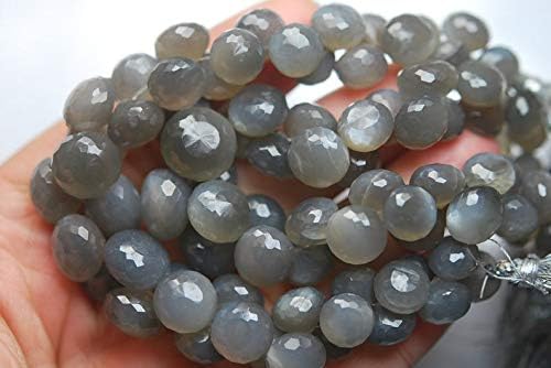 8'' Long Strand, Natural Huge Size Grey Moonstone Faceted Onion Briolettes, Size 15-8mm Huge