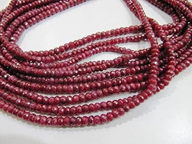 Natural Ruby Dyed Corundum Beads Size 3.5mm to 4.5mm, 13 Inch Long lot of 25 Strands CHIK-STRD-98834