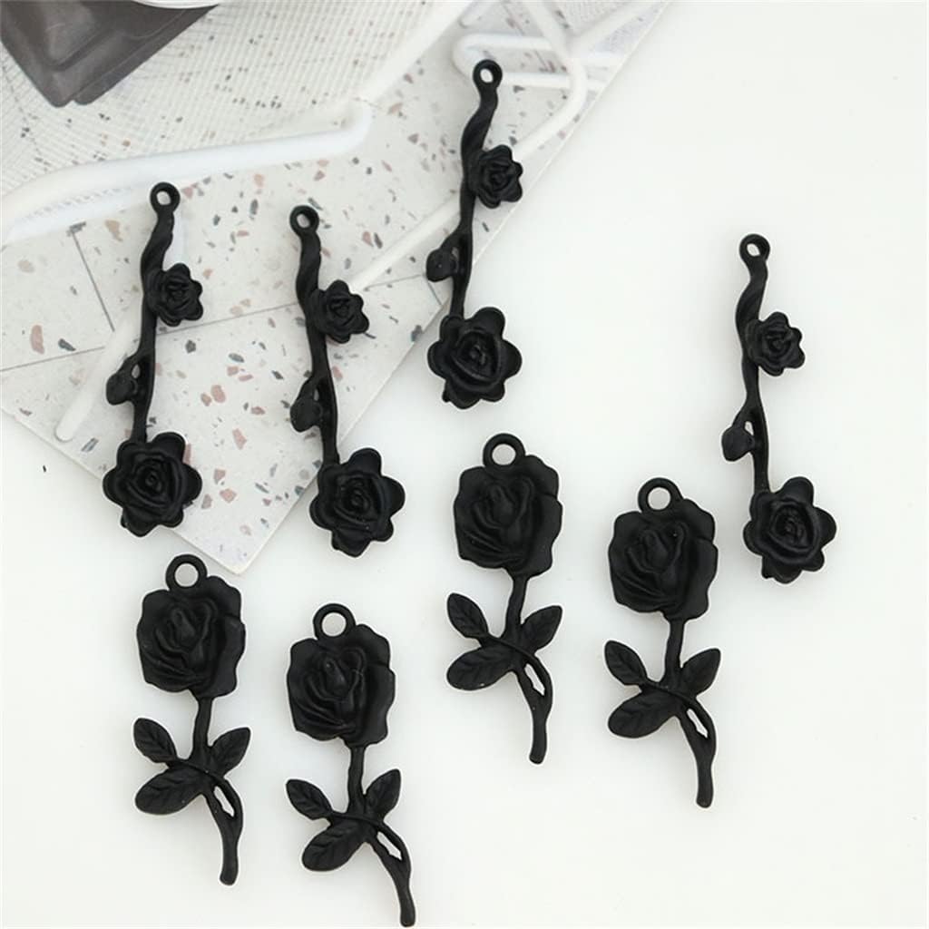 SIDUFHAOPKLL Black Flower Earrings Pendant Accessories Handmade DIY Material Temperament(D)