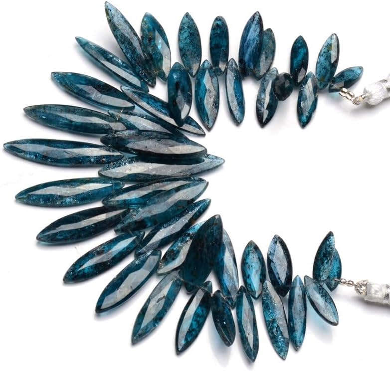 8 inch Strand of Natural Green kyanite 15x5-35x9 mm Marquise Faceted briolette Beads for DIY Jewelry Making. |BRIO_03836