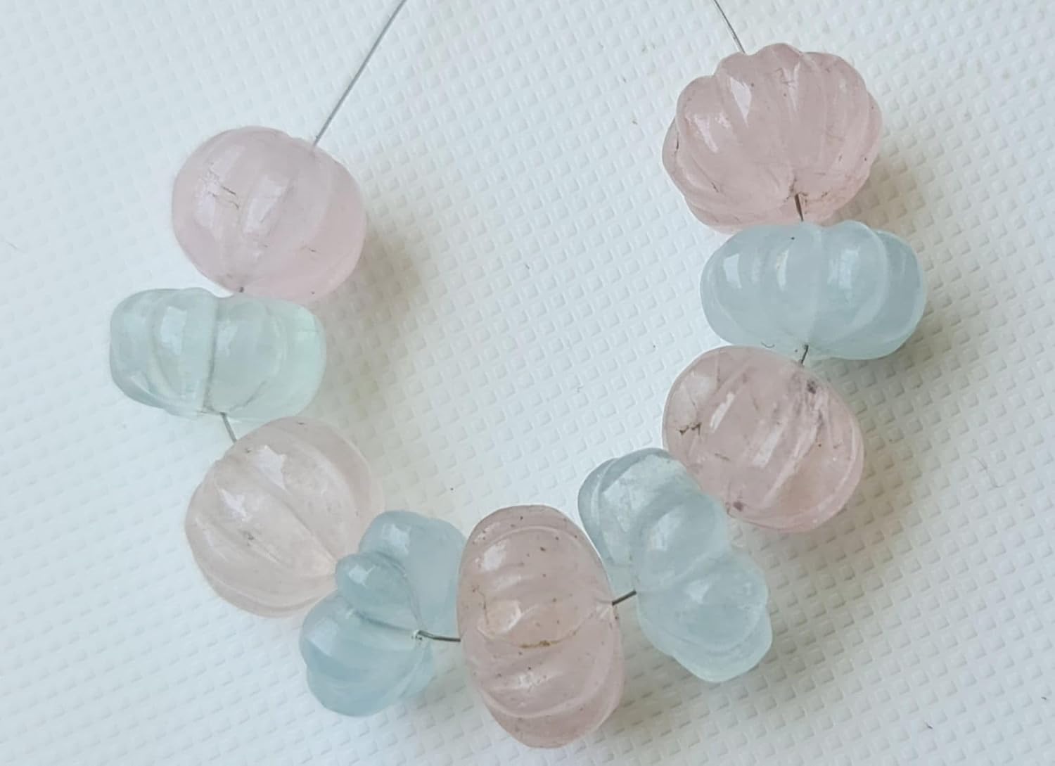 GemsForJewels Women's Aquamarine Melon Beads, 9-11mm Natural Aquamarine Carved Melon Beads, Multi Aquamarine For Jewelry Aquamarine for Necklace - PPH26
