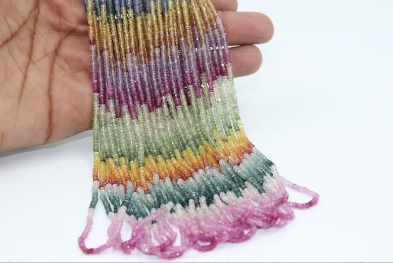 Multi Sapphire Faceted Rondelle Beads 2.5-3 mm Multi Beads Multi Rainbow Beads Multi Sapphire Beads Wholesale Beads