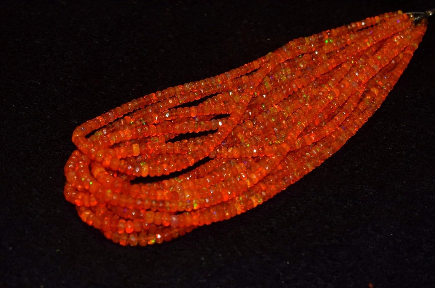 AAA Natural Orange Weloo Ethiopian Opal Faceted Rondelle Beads, 4-6mm Graduated Disc Gemstone Strand (13-Inch)