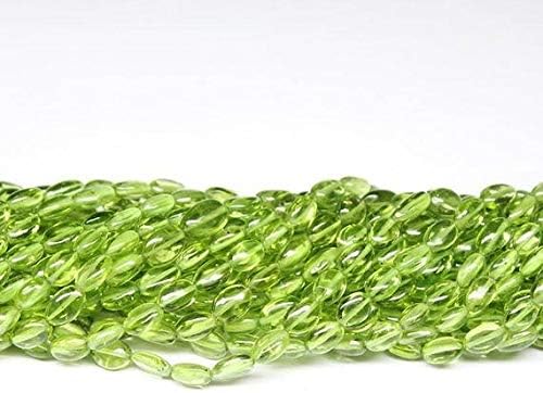 1 Strand Peridot Oval Smooth 16'' Long Strand Gemstone Beads, Jewelry Supplies for Jewelry Making, Bulk Beads, for Meditation Jewellery for Reiki Healing Mystic Gemstone 5mm to 7mm