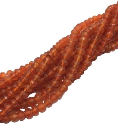 Natural Carnelian Micro Faceted Rondelle 3.5mm to 4mm Semiprecious Stone Beads Micro Faceted Beads 13 Inches lot of 10 Strands CHIK-STRD-94746