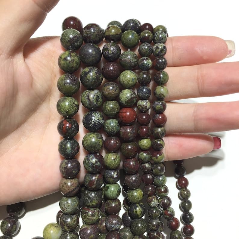 13 inch Strand of Natural gem Dragon Blood Stone, 4mm Round Smooth Beads for DIY Jewelry Making. | Beads_03457