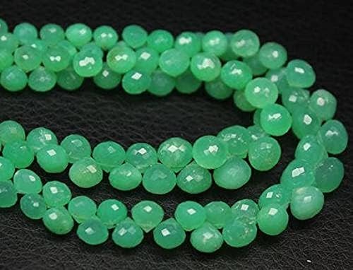 Chrysoprase Apple Green Faceted Onion Drop Loose Gemstone Beads Strand 9