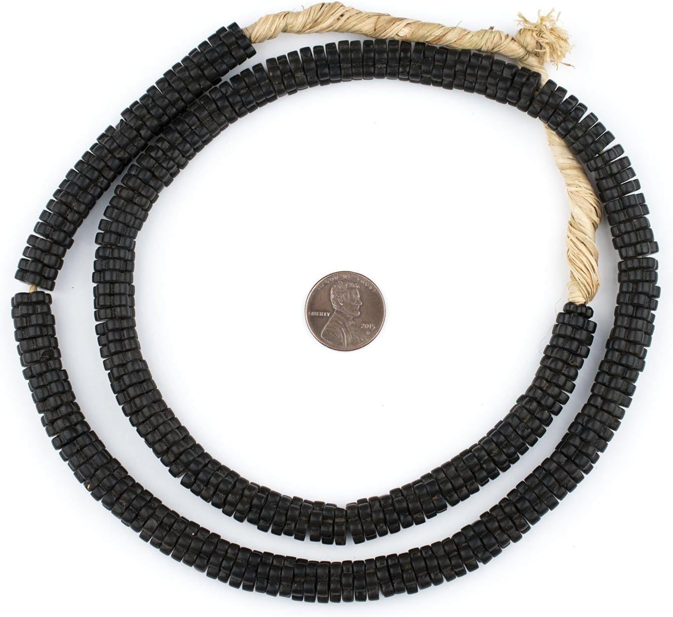 The Bead Chest Vintage Black Flower Beads 9mm Ivory Coast African Unusual Glass 28-30 Inch Strand Handmade