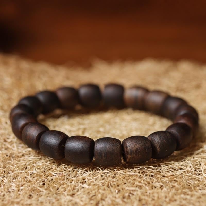 Vietnam Nha Trang Agarwood White Aquilaria Drum Bead 10mm×19 Pieces Sinking Cooling with Floral Honey Scent Prayer Beads Bracelet